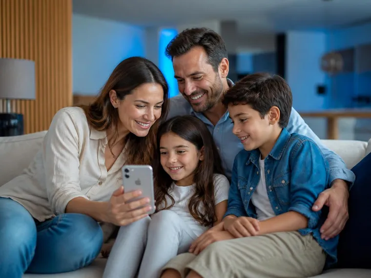 Familia joven compartiendo tiempo al aire libre