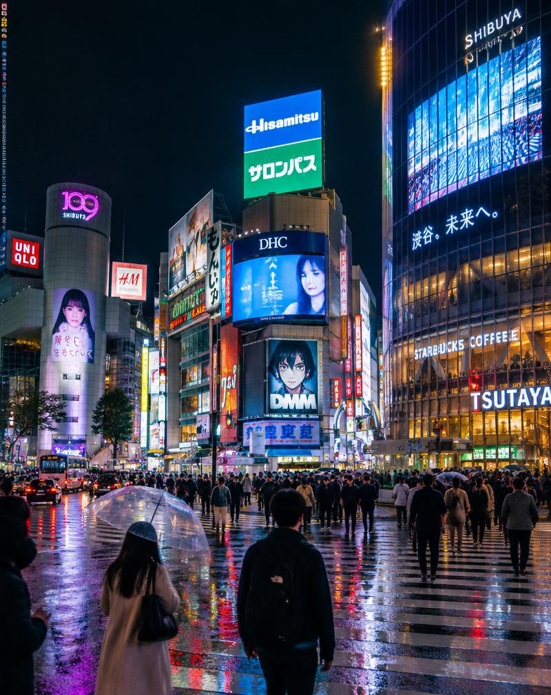 Cruce de Shibuya en Tokio de noche