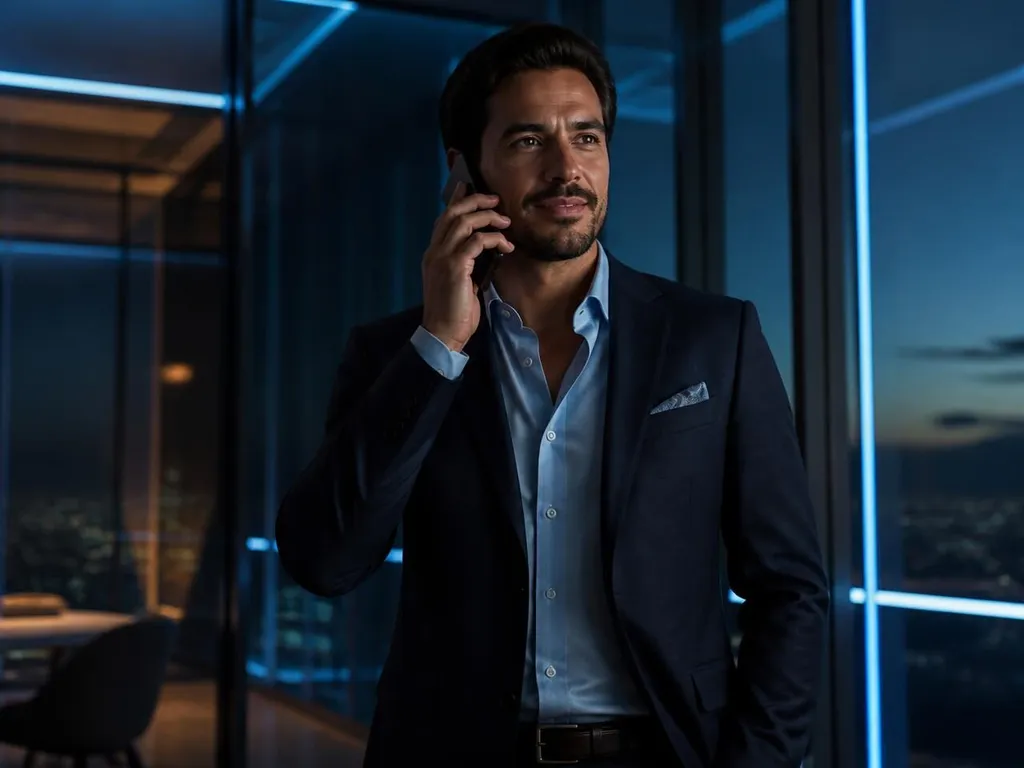 Empresario mexicano atendiendo una llamada de su negocio desde el celular